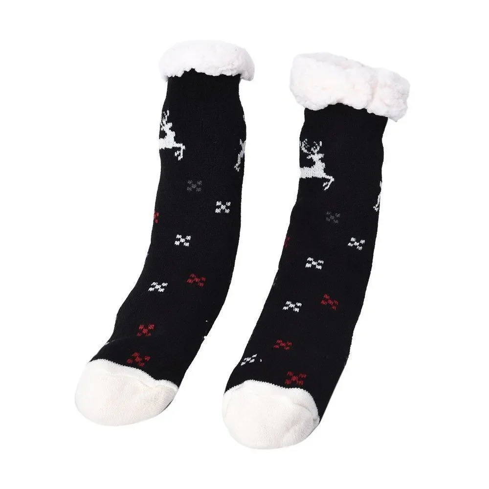 Reindeer Pattern Sherpa Lined Slipper Socks